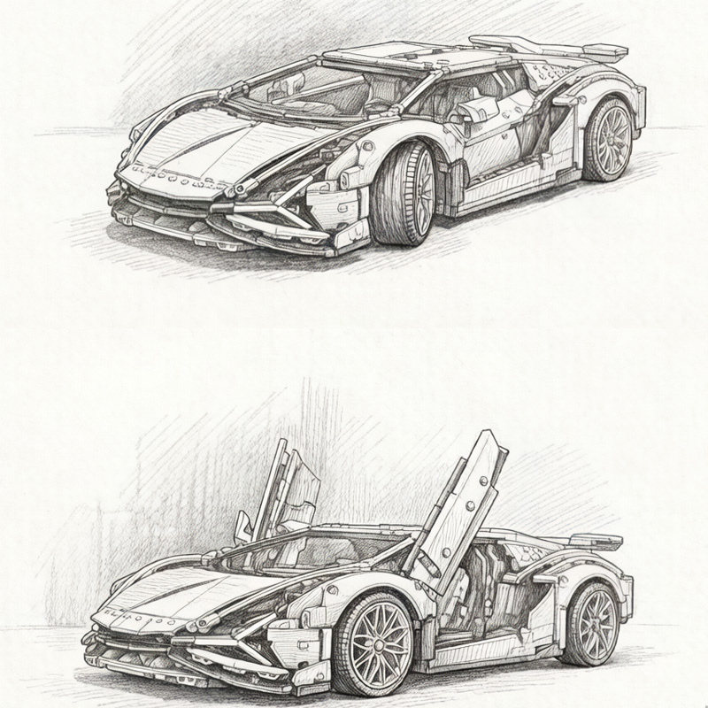 3696 PCS Lamborghini Building  – обзор и цена Model Kit Lamborghini
